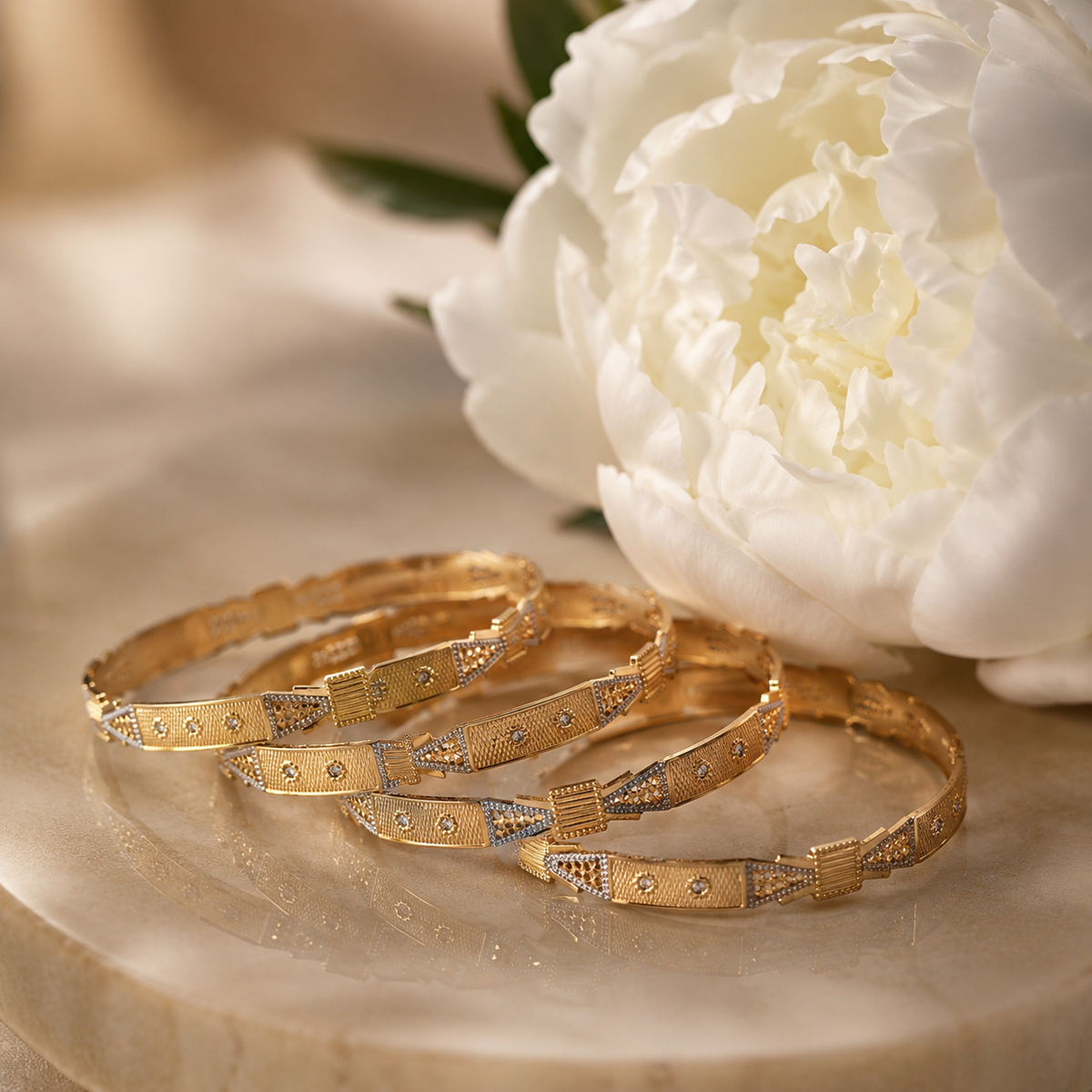 Vervit Noor Royale Gold-Tone Bangle Set of 4