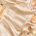 Minimal Golden Bow Charm Necklace