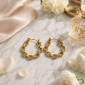 Vervit Elara Link Gold-Tone Chain Hoop Earrings