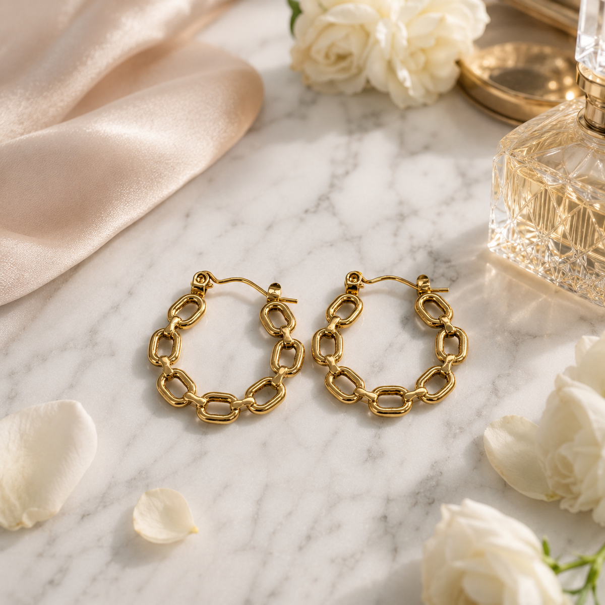 Vervit Elara Link Gold-Tone Chain Hoop Earrings
