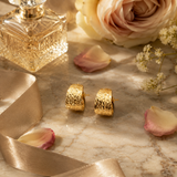 Vervit Gold-Tone Wide Hoop Earrings for Women – Hammered Texture, Pair of 2