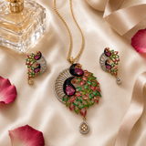 Peacock Bloom Pendant Set with Matching Earrings