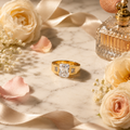 Golden Radiant Crystal Ring for Women
