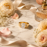 Golden Radiant Crystal Ring for Women
