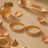 VERVIT Gold Plated Two-Tone Textured Bangle Set for Women