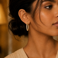 Vervit Gold-Tone Hoop Earrings for Women – Crystal-Detail Design, Pair of 2
