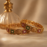 VERVIT Gold Plated Temple Bangle Set for Women