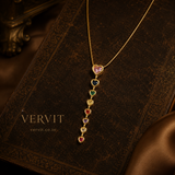 Rainbow Heart Drop Pendant Necklace