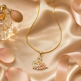 Vervit Gold-Tone Swan Pendant Necklace for Women – Pink Stone Detail