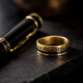 Vervit Men’s Greek Pattern Ring for Daily Wear – Gold Finish, Single Piece