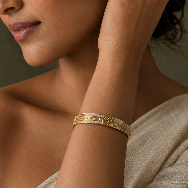 Vervit Paisley Aura Gold-Tone Bangle Set of 2
