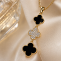 Vervit Black Clover Charm Pendant Necklace for Women – Gold Finish, Single Piece