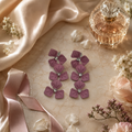 Purple Floral Drop Earrings with Crystal Centres for Festive Wear | VERVIT
