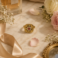 Golden Square Ruby Statement Ring