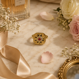 Golden Square Ruby Statement Ring