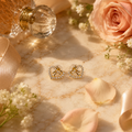 Vervit Gold-Tone Heart Stud Earrings for Women – Bow Detail, Pair of 2
