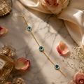 Vervit Blue Eye Anklet for Daily Wear – Gold Finish, Single Piece