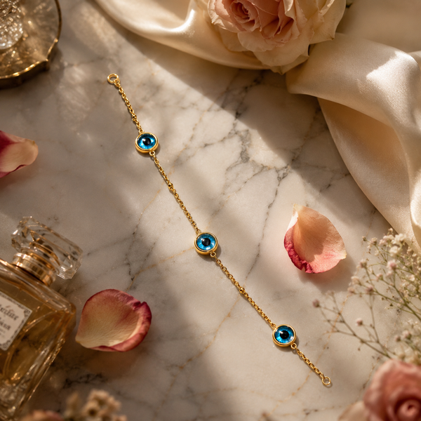 Vervit Blue Eye Anklet for Daily Wear – Gold Finish, Single Piece