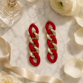 Vervit Rouge Chain Gold-Tone Red Drop Earrings