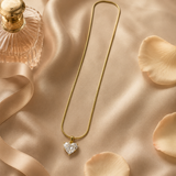 Vervit Crystal Heart Pendant Necklace for Women – Gold Finish, Single Piece
