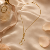 Vervit Gold-Tone Clover Drop Necklace for Women – Delicate Chain Design