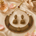 Antique Lakshmi Temple Choker Set with Jhumka Earrings