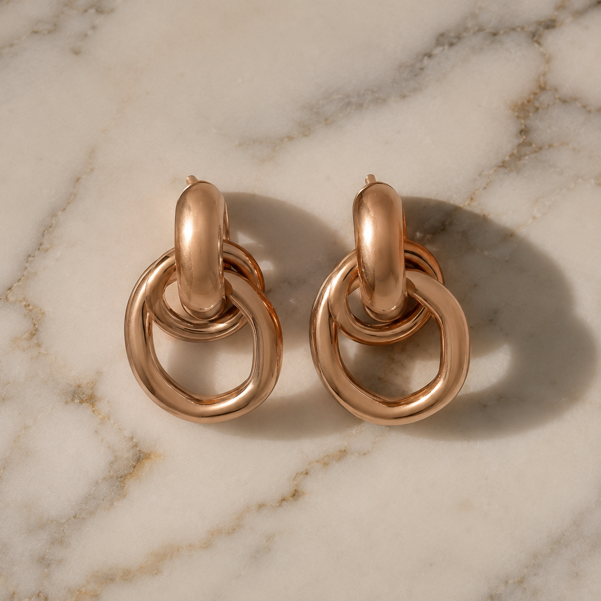 Rose Gold Interlock Hoop Earrings