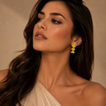 Vervit Solara Bloom Yellow Floral Drop Earrings