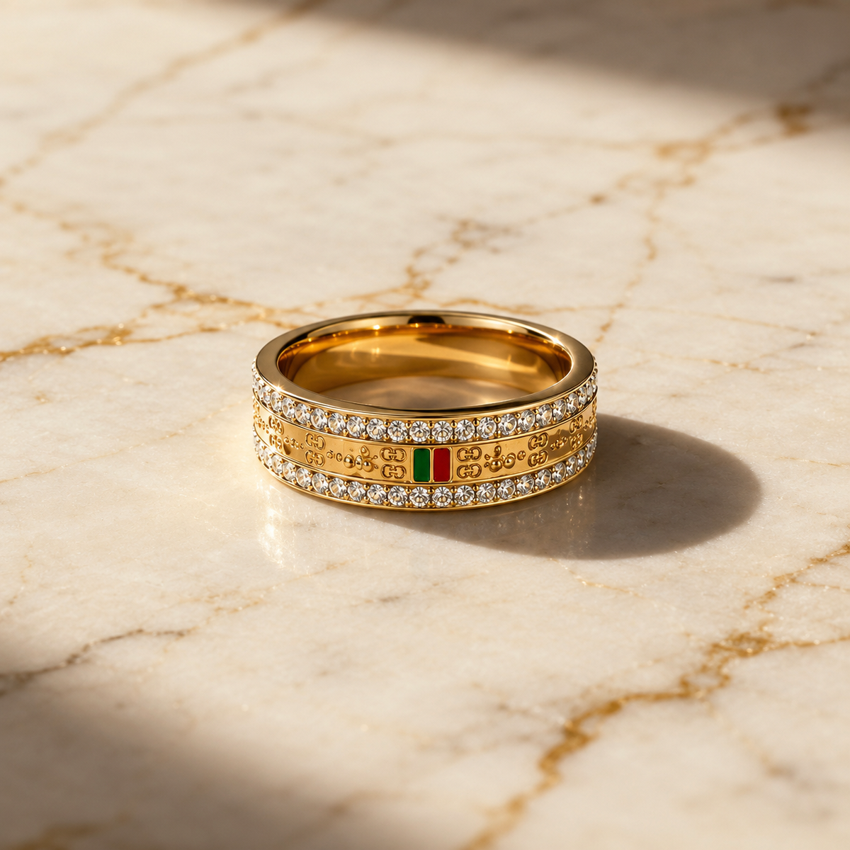 Vervit Crystal Band Ring for Daily Wear – Gold Finish, Single Piece