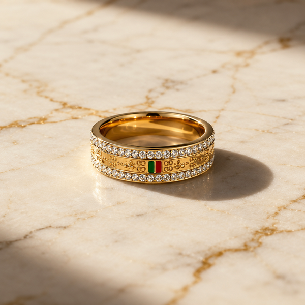 Vervit Crystal Band Ring for Daily Wear – Gold Finish, Single Piece