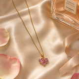 Pink Heart Solitaire Pendant Necklace