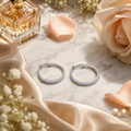Vervit Silver-Tone Hoop Earrings for Women – Clear Stone Detail, Pair of 2