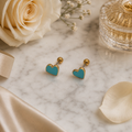 Vervit Aqua Heart Gold-Tone Stud Earrings