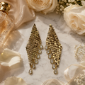 Vervit Gold-Tone Long Drop Earrings for Women – Teardrop Detail, Pair of 2