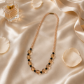 Champagne Beaded Necklace with Black Accent Details