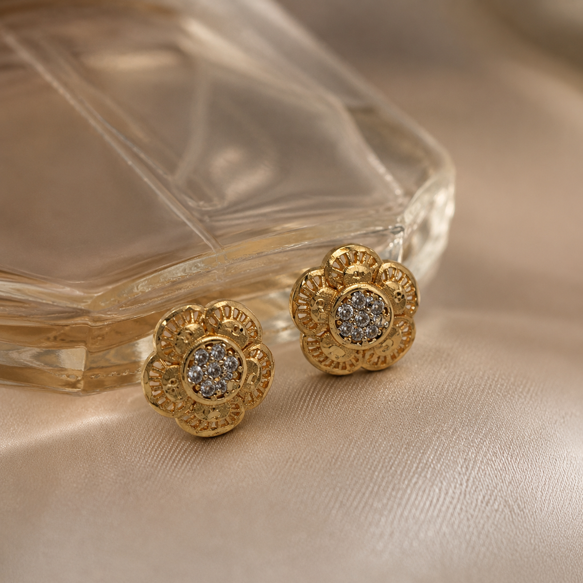 Vervit Amara Bloom Gold-Tone Floral Stud Earrings