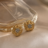 Vervit Amara Bloom Gold-Tone Floral Stud Earrings