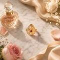 Golden Teardrop Ruby Statement Ring