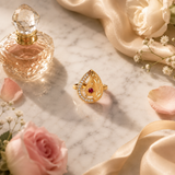 Golden Teardrop Ruby Statement Ring