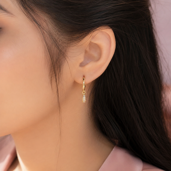 Gold Teardrop Huggie Earrings