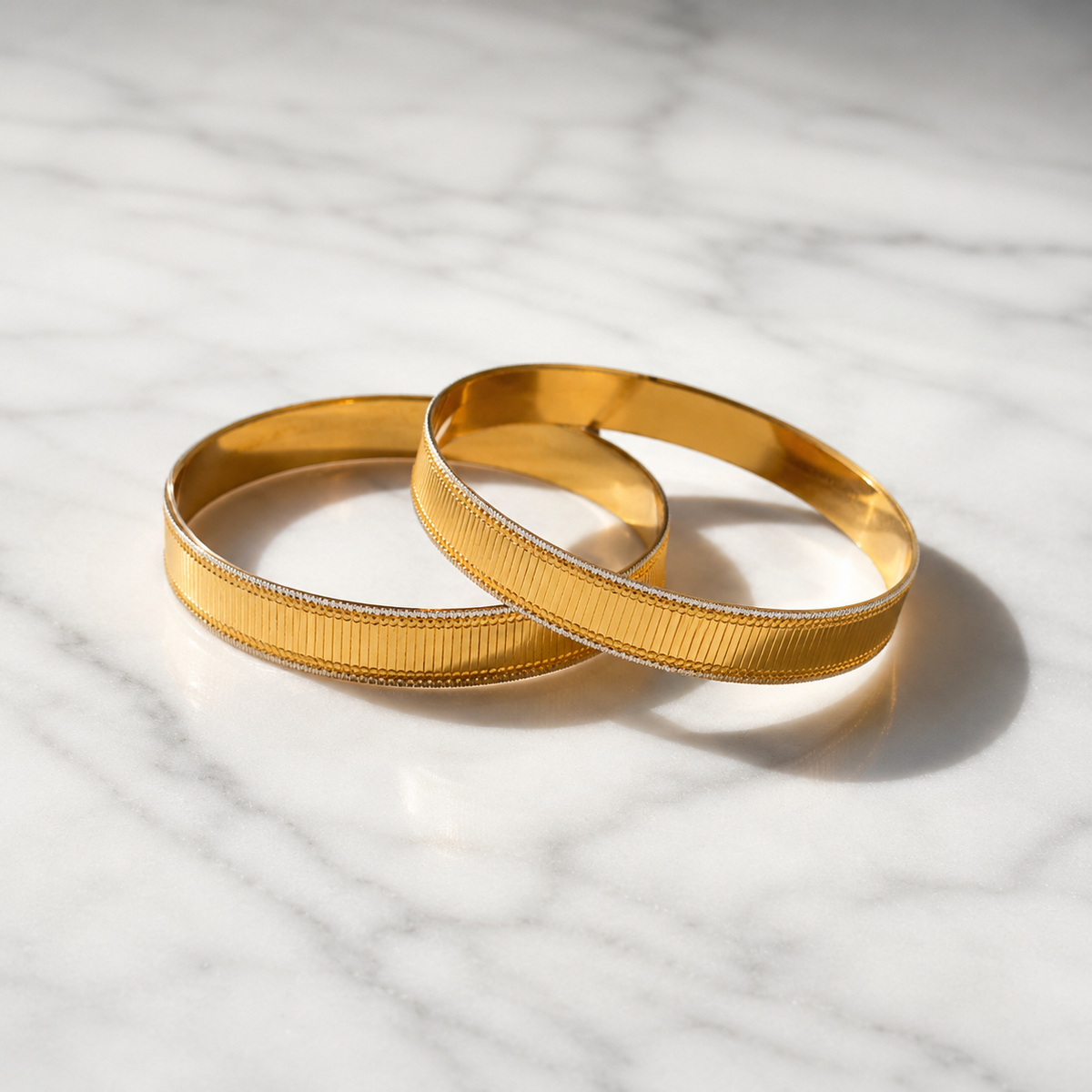 Vervit Gleam Line Gold-Tone Bangle Set of 2