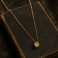 Vervit Square Crystal Pendant Necklace for Daily Wear – Gold Finish, Single Piece