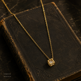 Vervit Square Crystal Pendant Necklace for Daily Wear – Gold Finish, Single Piece