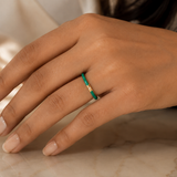 Vervit Green Enamel Minimal Ring for Women – 18K Gold Plated 316L Stainless Steel