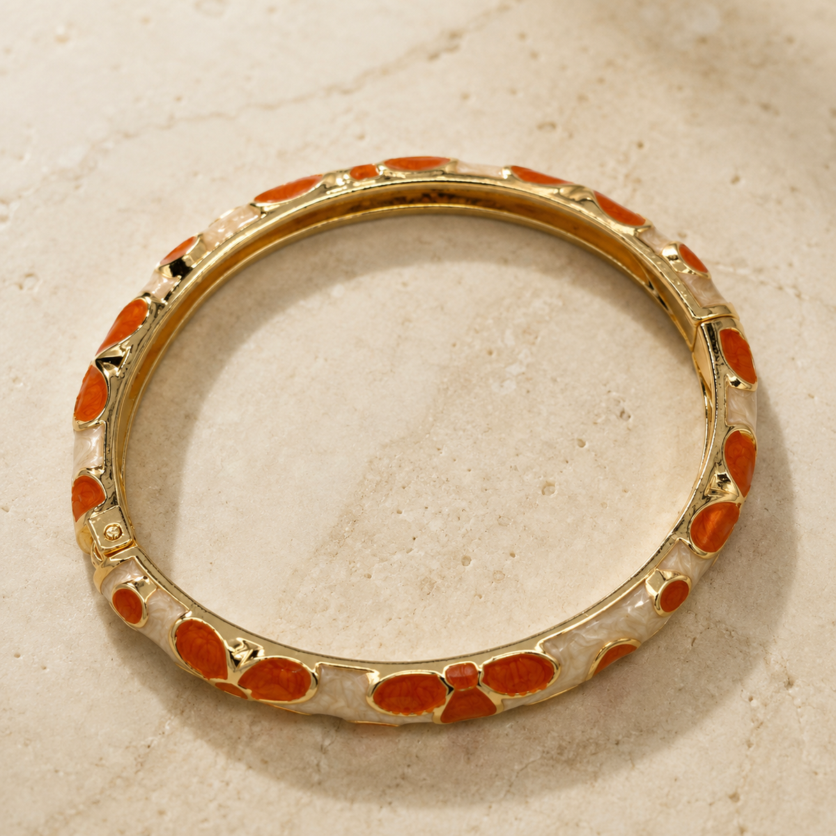 Vervit Gold Enamel Bangle for Women – 18K Gold-Plated PVD Finish, Anti-Tarnish 316L Stainless Steel
