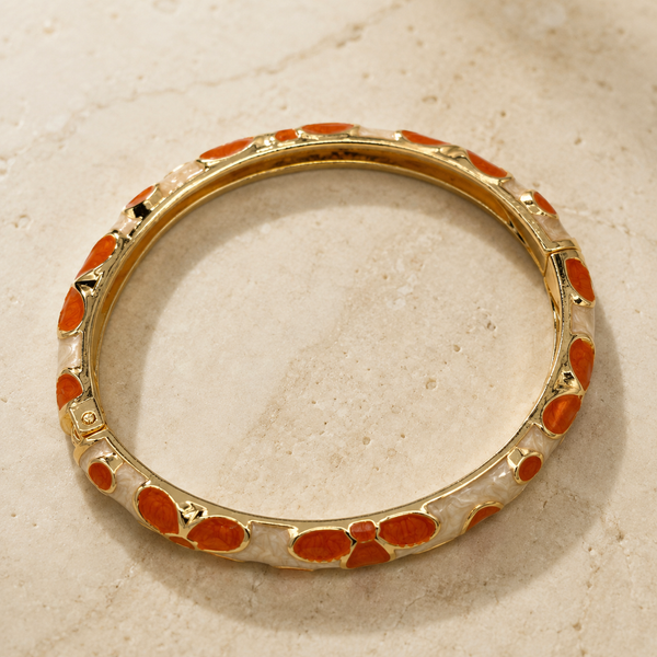 Vervit Gold Enamel Bangle for Women – 18K Gold-Plated PVD Finish, Anti-Tarnish 316L Stainless Steel