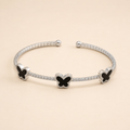 Vervit Silver Butterfly Open Cuff Bangle for Women – Anti-Tarnish 316L Stainless Steel