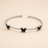 Vervit Silver Butterfly Open Cuff Bangle for Women – Anti-Tarnish 316L Stainless Steel