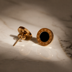 Vervit Aurelia Roman Gold-Tone Black Stud Earrings