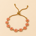 Vervit Gold Pink Floral Slider Bracelet for Women – 18K Gold Plated PVD Finish